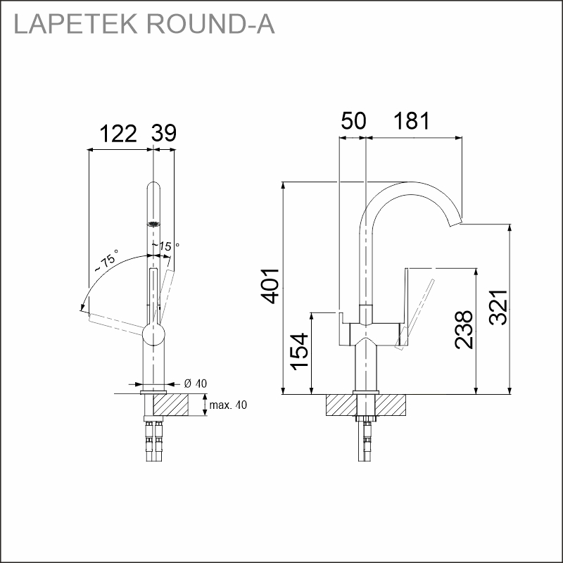 LAPETEK ROUND-A, chrome, dishwasher valve