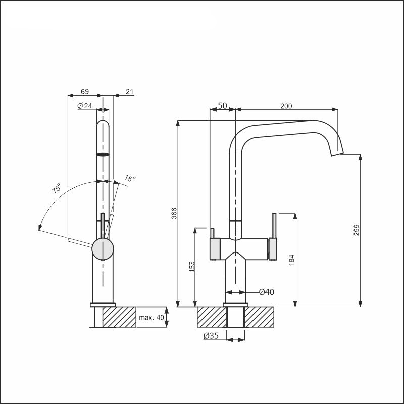 LAPETEK LINOPIN-A, black, dishwasher valve