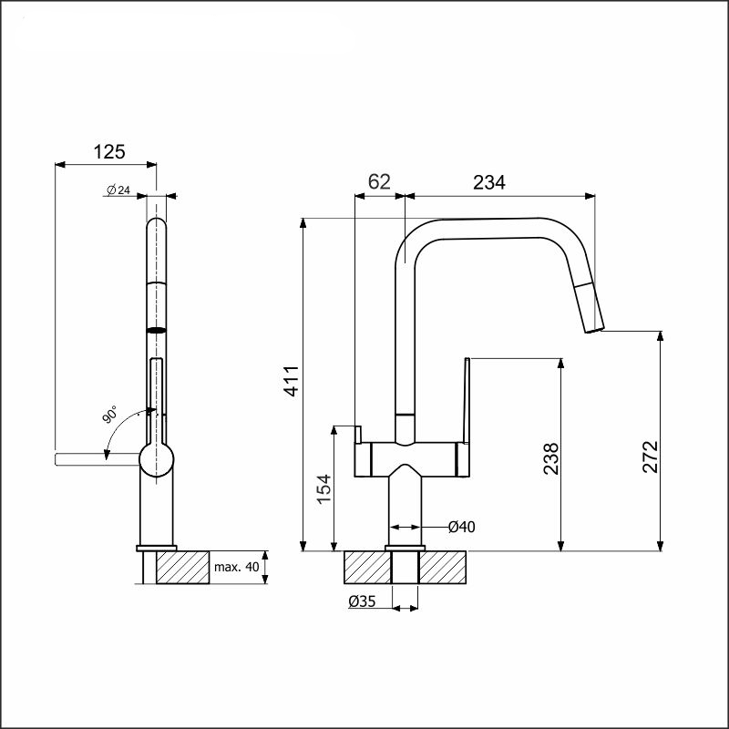 LAPETEK LINO-SA, matte black, dishwasher valve