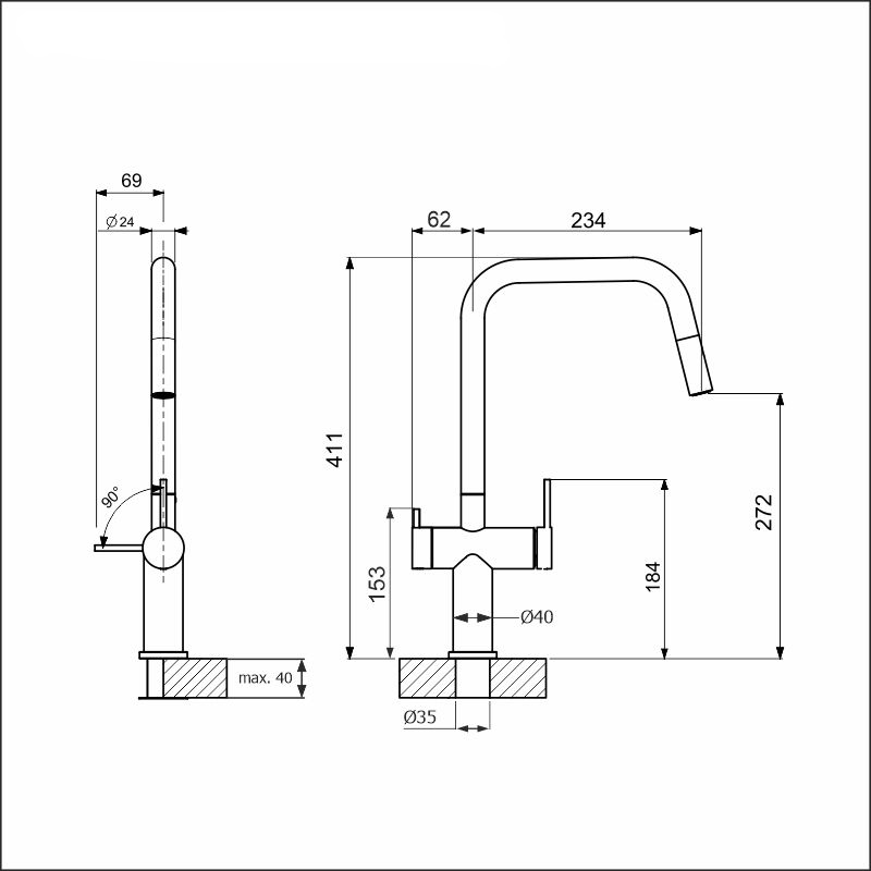LAPETEK LINOPIN-SA, matt black, dishwasher valve